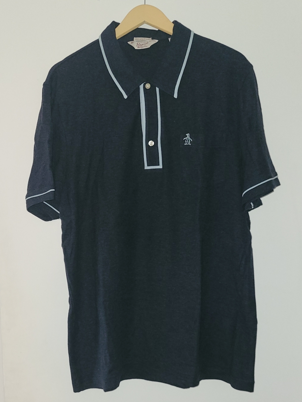 Original Penguin Dark Navy Polo with Light Blue Trim